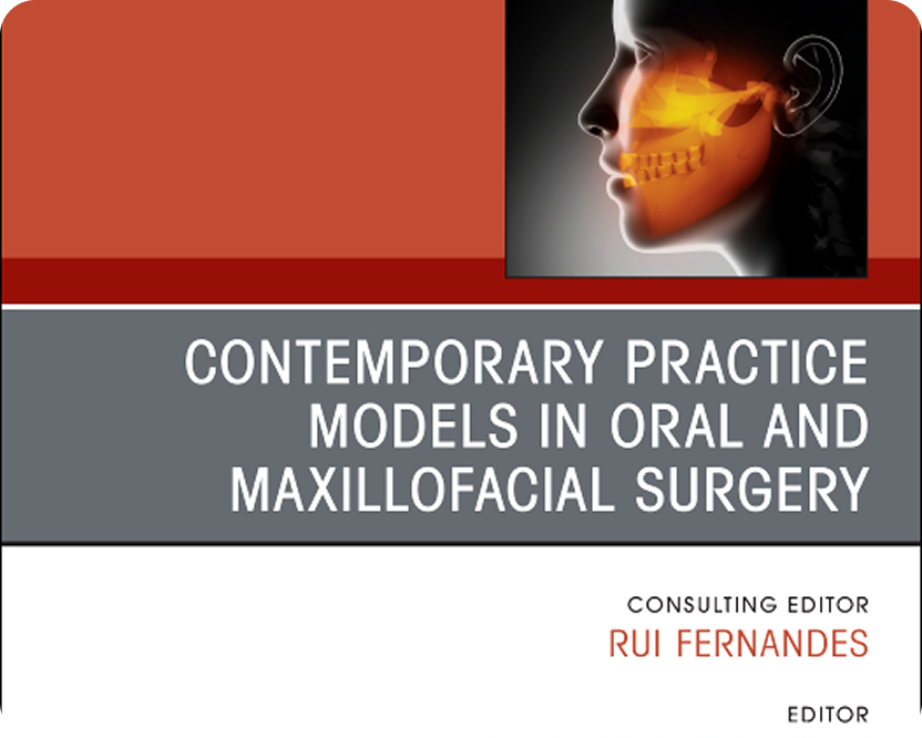 Book cover titled “Contemporary Practice Models in Oral and Maxillofacial Surgery” featuring a jaw illustration
