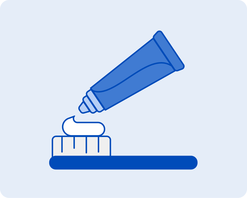 alt text: Illustration of toothpaste on a toothbrush, representing daily cleaning and maintenance routines for dentures.
