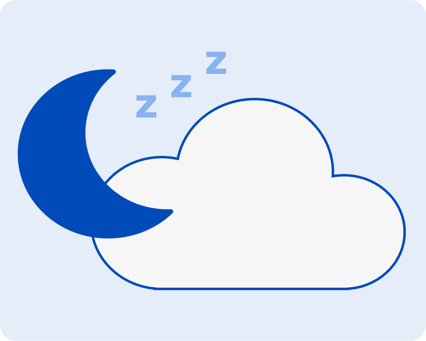 alt text: Illustration of a moon and cloud, representing overnight care and sleeping habits for new denture wearers.