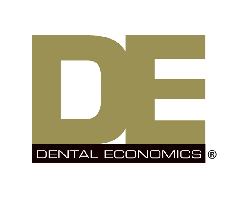 Dental Economics logo with large gold “DE” initials and black text on a light background