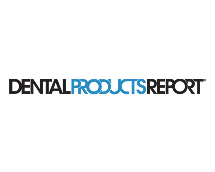 Dental Products Report logo in black and blue text on a light background