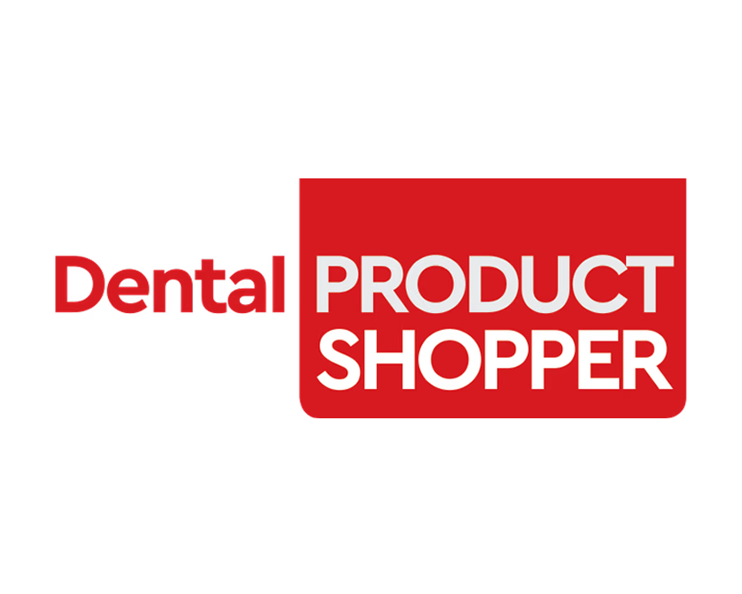 Dental Product Shopper logo in red and white text on a light background