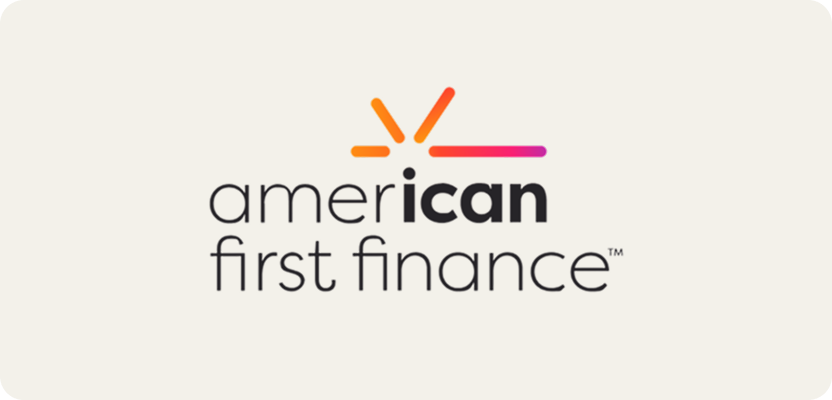 American First Finance wordmark logo with orange and purple accent mark