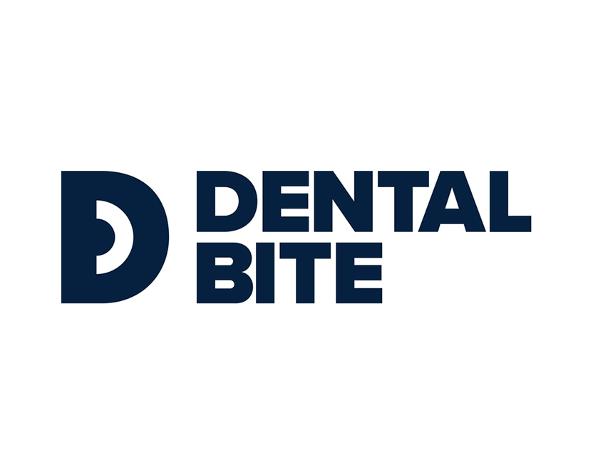 Dental Bite logo in dark blue text with stylized “D” icon on a light background
