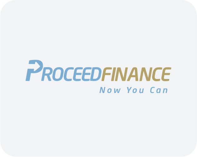 A logo for proceed finance that says now you can