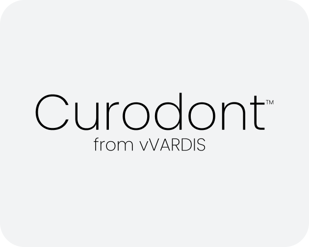 "Curdodont from vVardis" logo in a gray background