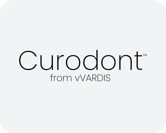 "Curdodont from vVardis" logo in a gray background