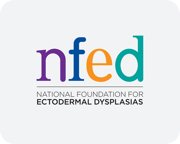 A logo which reads "nfed national foundation for ectodermal dysplasias" against a gray background