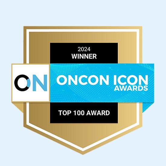 A 2024 oncon icon awards top 100 winner emblem