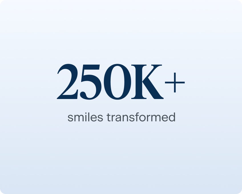 A statistic highlighting that ClearChoice has transformed over 250,000 smiles with our dental implant treatments.