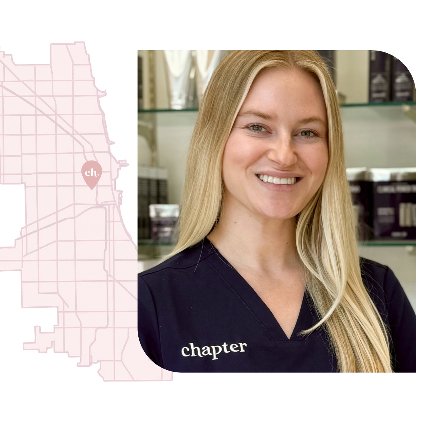 Smiling chapter professional and their chicago location