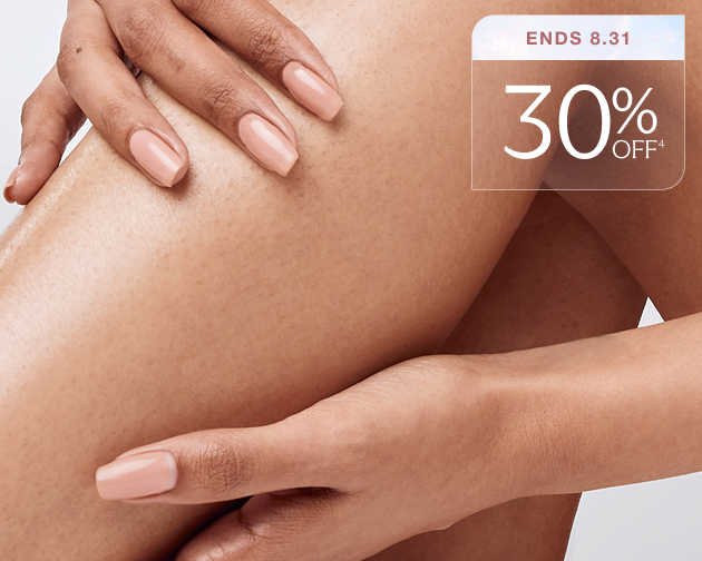 A woman 's legs are shown with a graphic that says 30% off ends 8.31