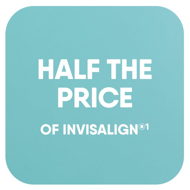 Promotional graphic: "half the price of invisalign."
