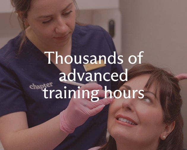 An aesthetic professional provides treatment, backed by thousands of advanced training hours