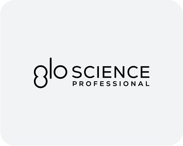 A black and white logo for glo science professional on a white background