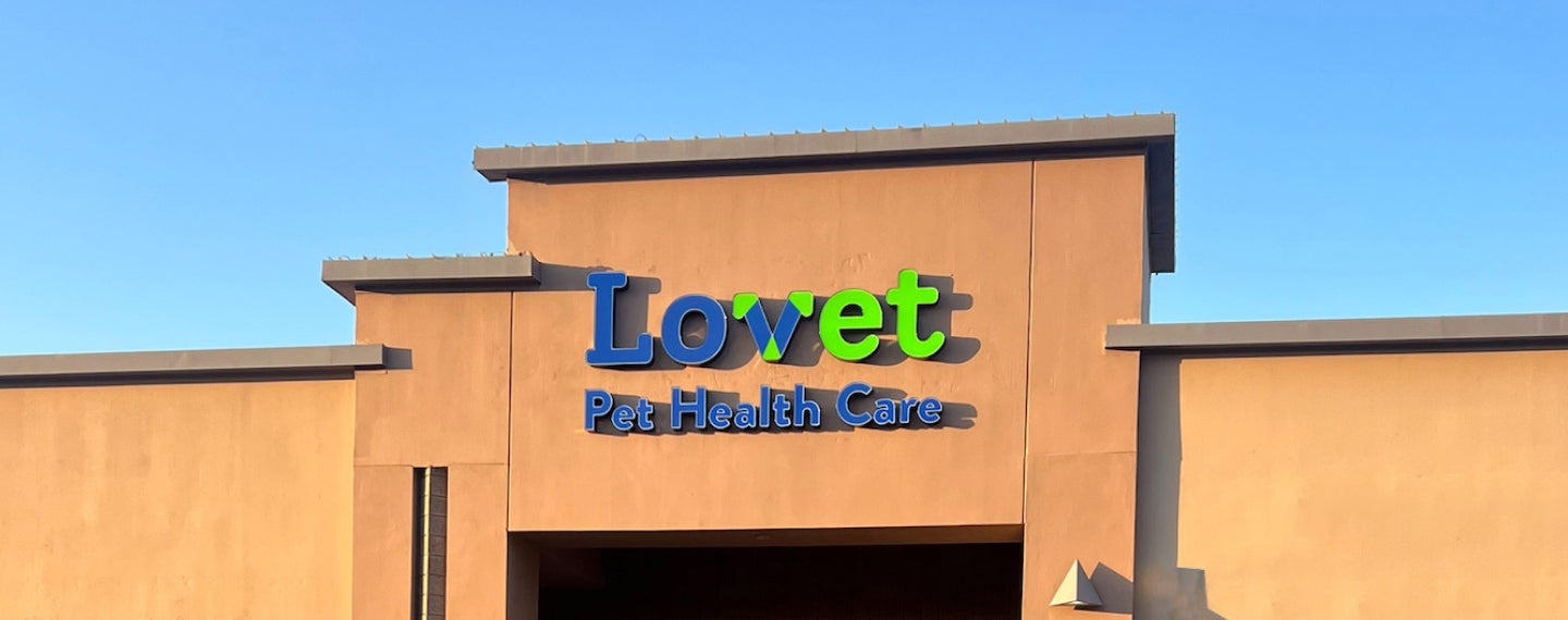 The exterior of Lovet Pet Health Care's Anthem location.