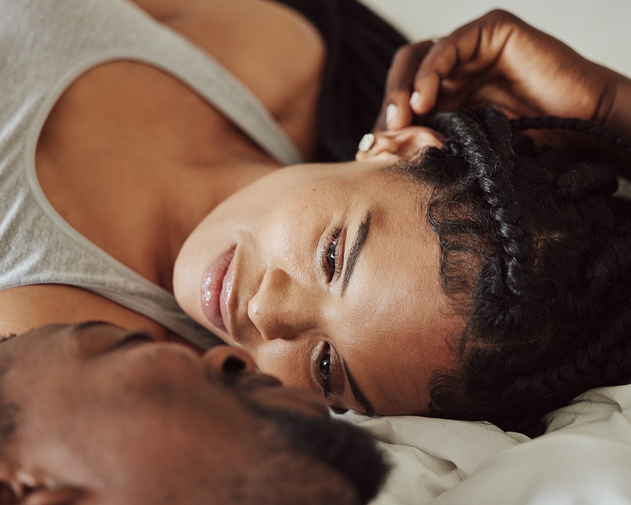 A couple embraces in a moment.