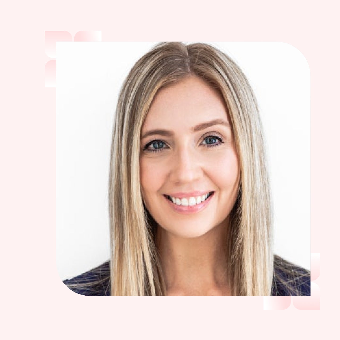 A woman with long blonde hair smiles