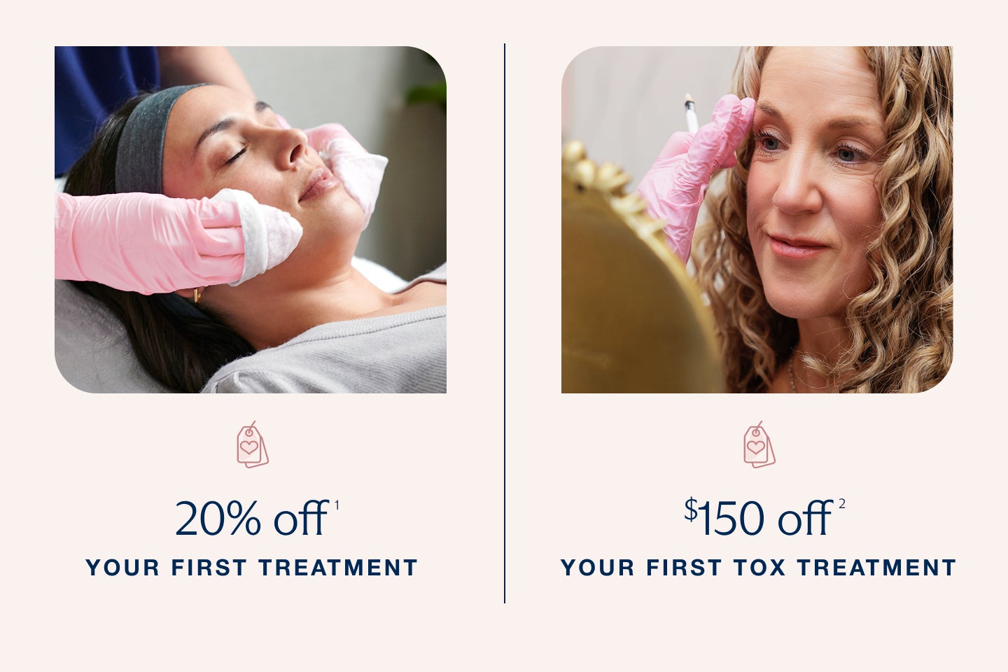 Advertisements for discounted aesthetic and cosmetic treatments