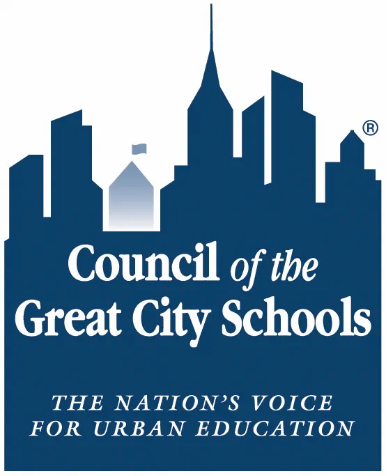 Logo of the Council of the Great City Schools featuring a blue city skyline and the tagline 'The Nation's Voice for Urban Education.'