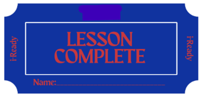 A blue ticket that reads 