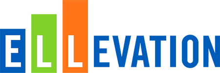 Ellevation logo with stylized blue, green, and orange bars symbolizing growth and support for English Language Learners in education.