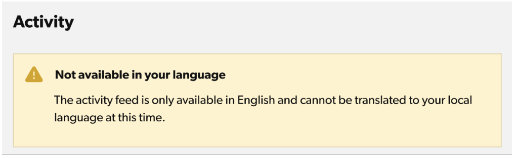 Not available in your language notification