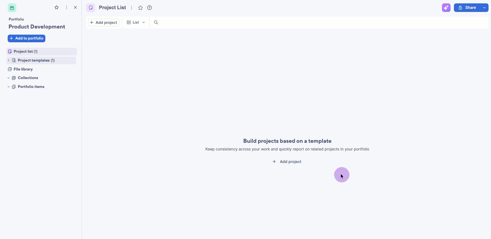 Create a project - Portfolios