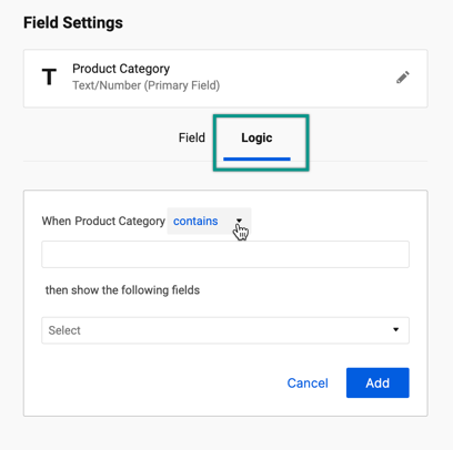 Logic form settings