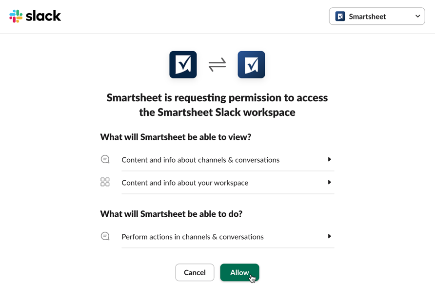 Allow Slack from within SMAR