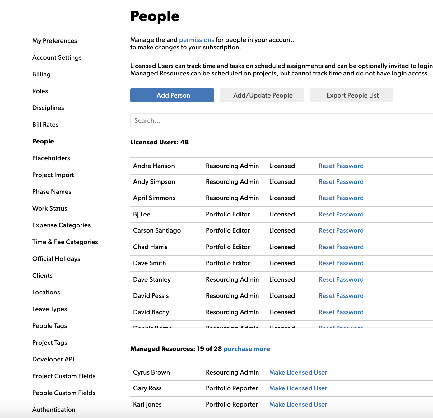 Manage people in Resource Management