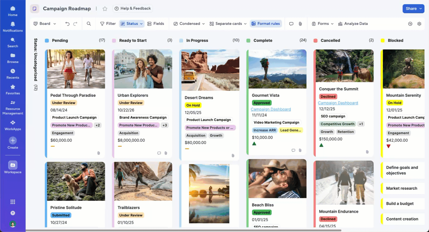Add a field in board view directly in the fields menu