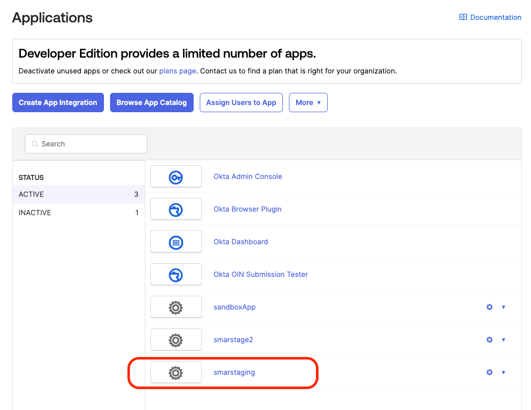 Okta integration with Smartsheet in Okta Admin console