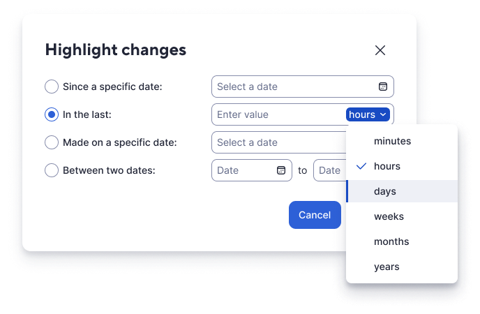 highlight changes table view