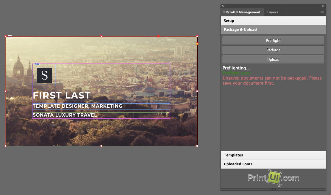 Upload templates through PrintUI