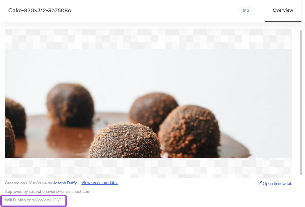 Publish or expiration date in the asset modal