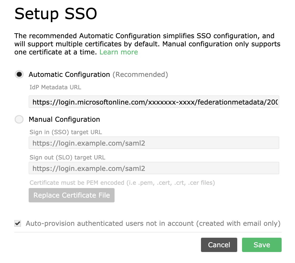 automatic configuration for RM SSO