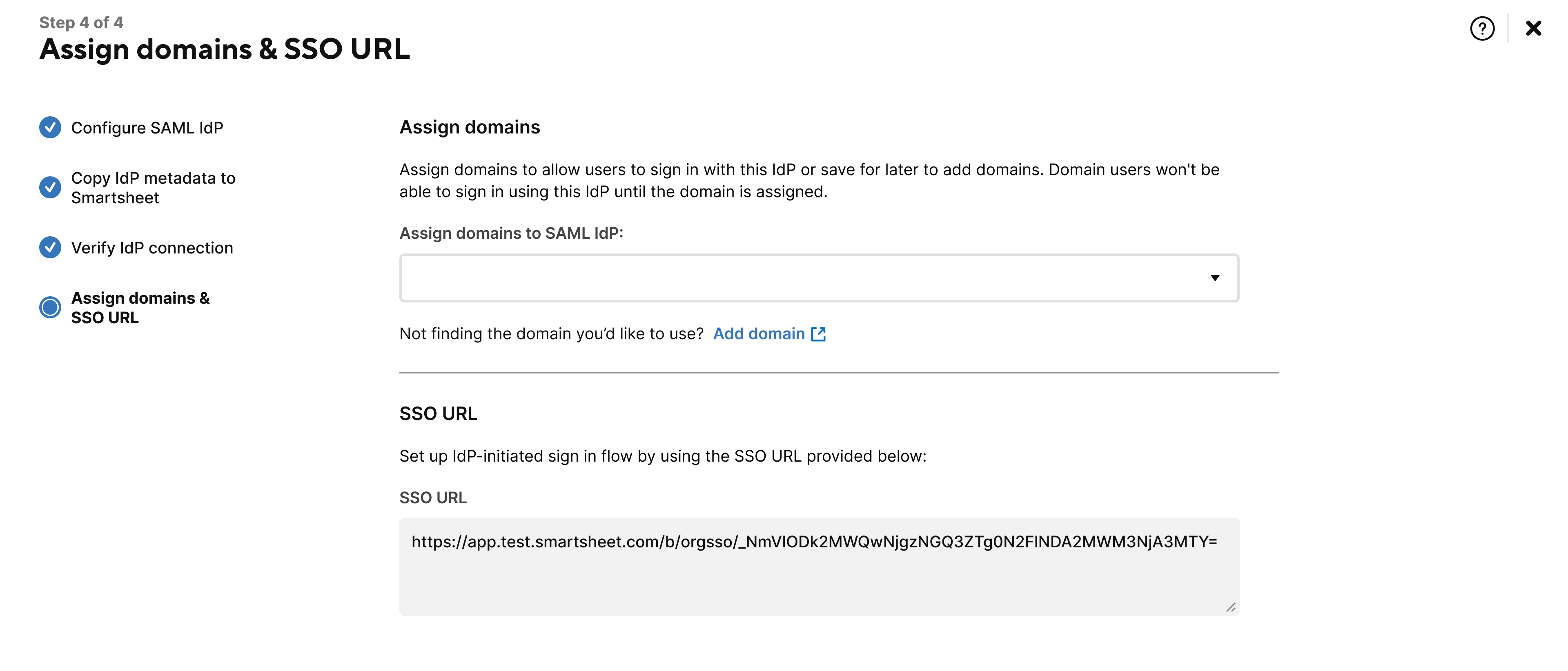 Assign active domains to custom SAML IdP setup