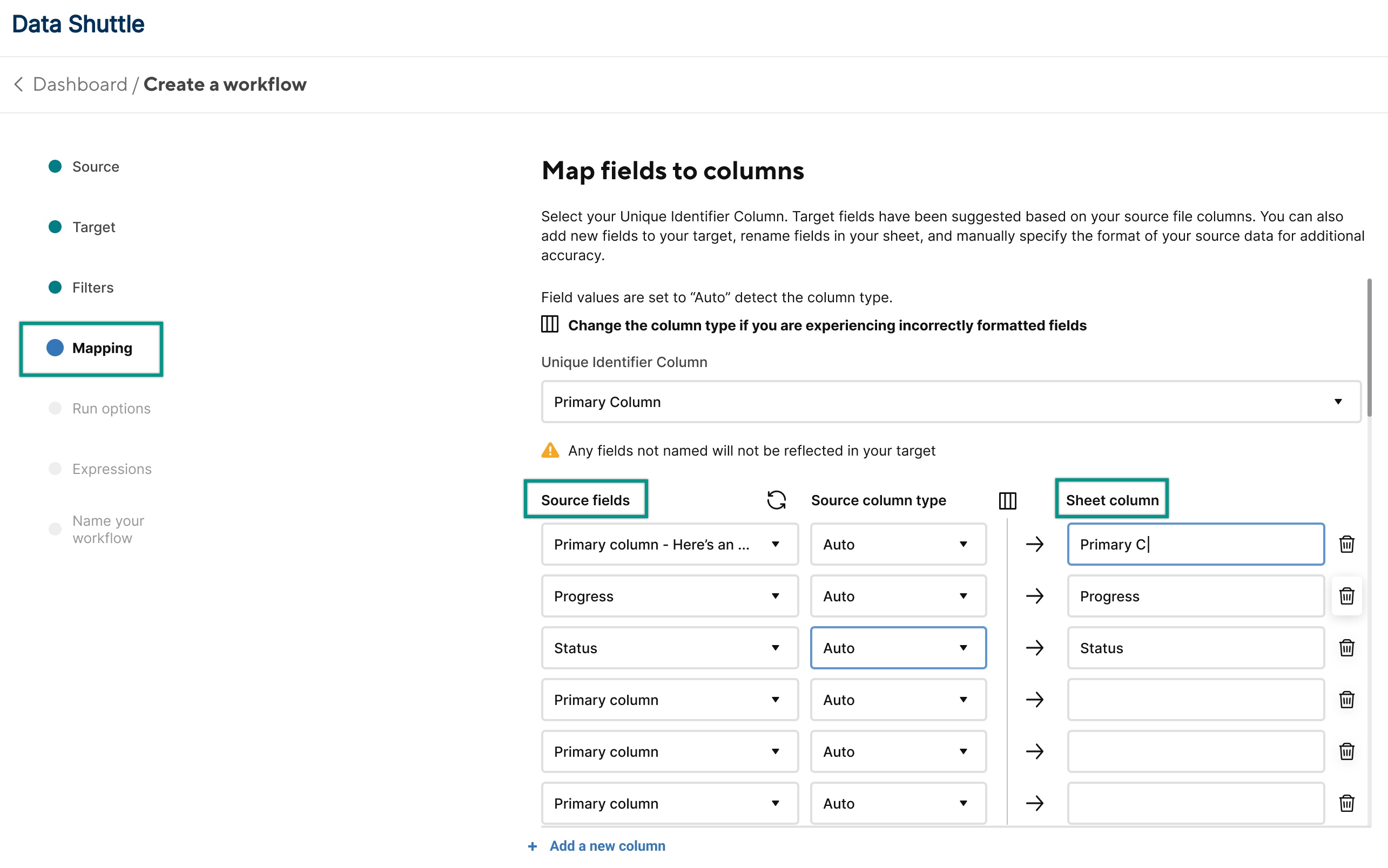 Map your columns