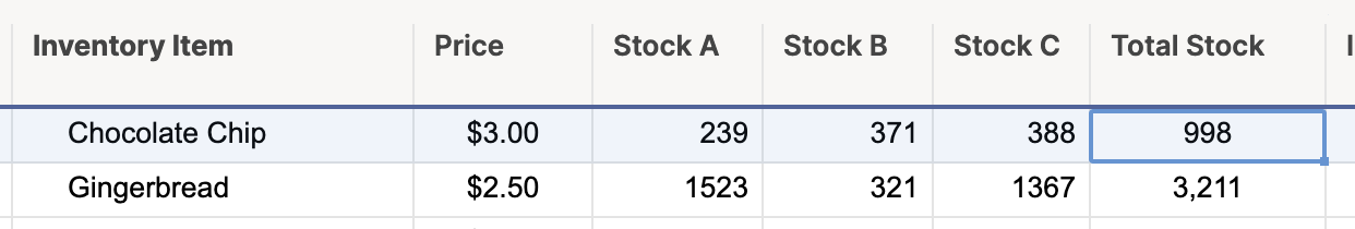 The total of a range across multiple columns