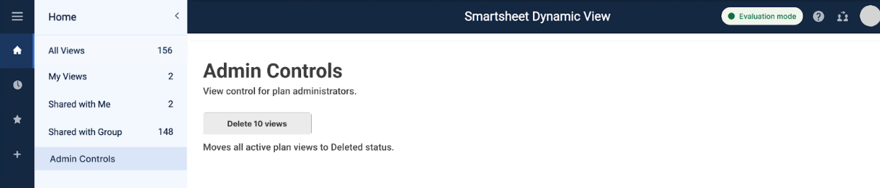 Dynamic view Admin Controls menu
