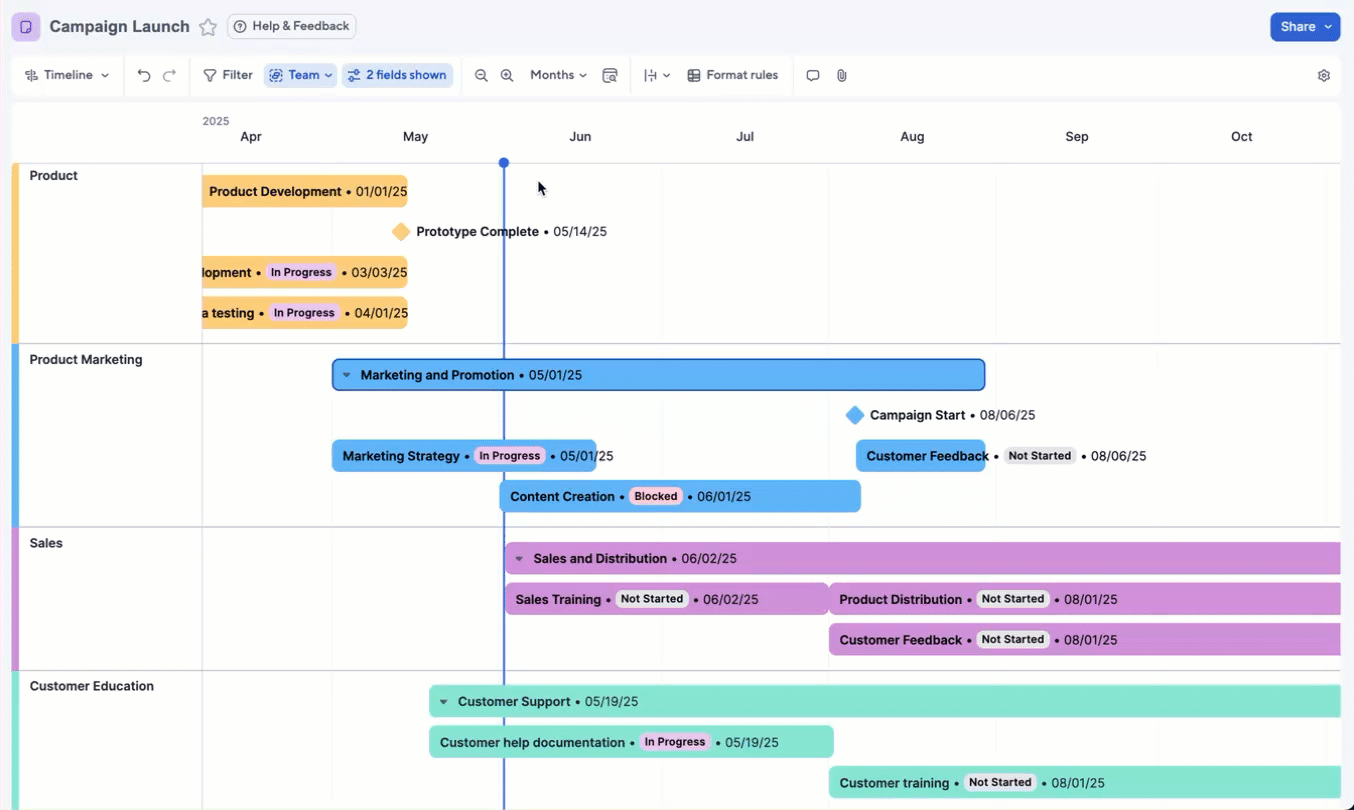 edit the title and fields displayed on timeline bars