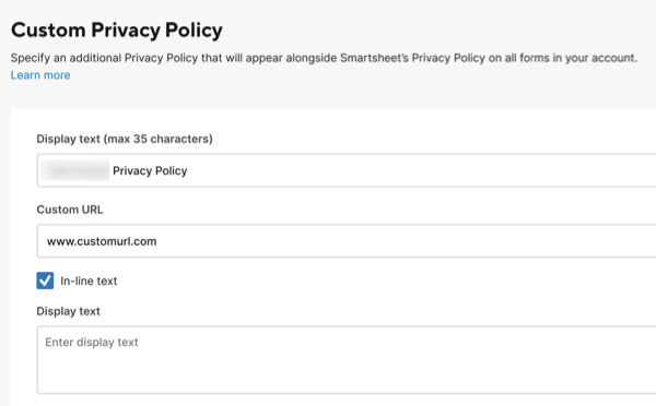 Add a custom privacy policy to forms