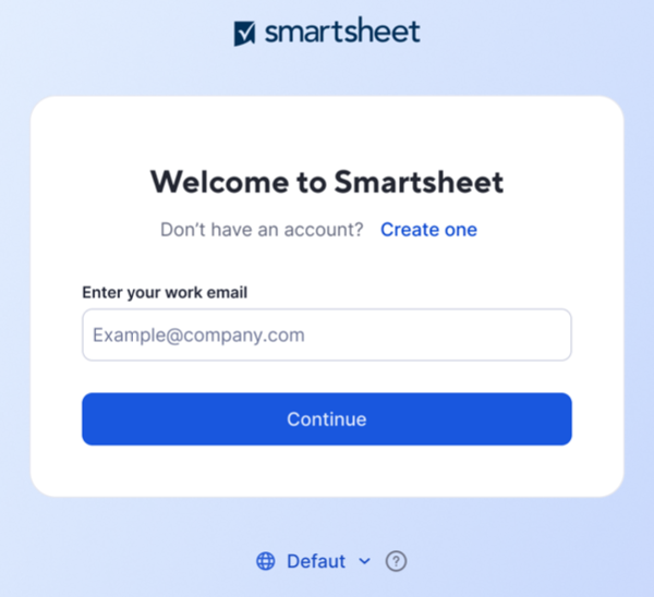 Smartsheet sign-in page
