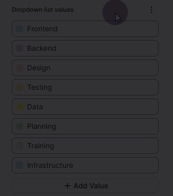 Delete values in dropdown column list
