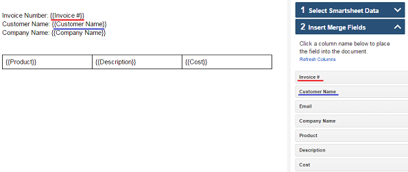 Smartsheet Merge add-on for Google Docs