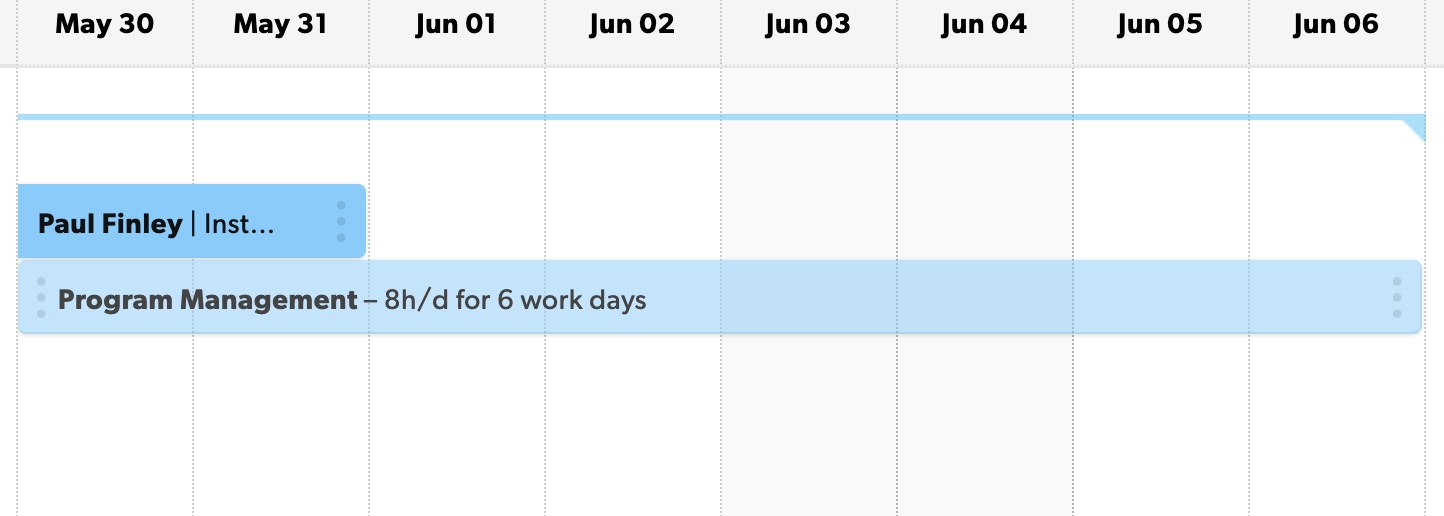 placeholder assignment on the project schedule