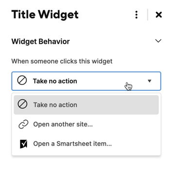 Title widget dropdown