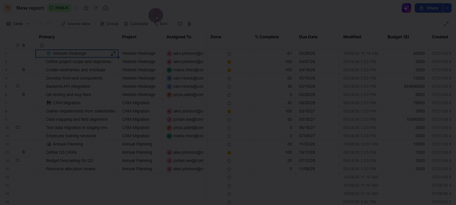 Add grouping to a row report flow