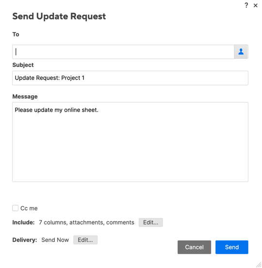 Send update request window